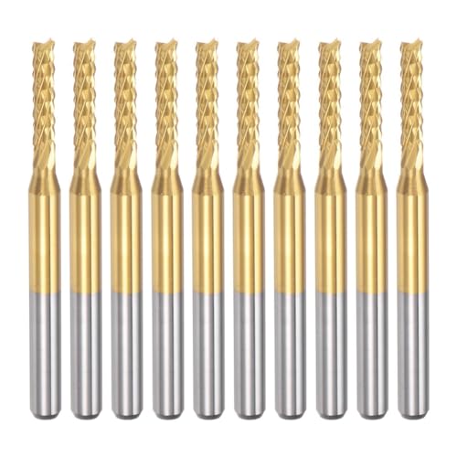 Tdkjfoutr 10 Stück Titanbeschichtete Hartmetall-Schaftfräser, Gravurfräser, CNC-Fräser für Leiterplattenmaschinen, 1/8 Schaft 2,2 mm Tdkjfoutr 10 Stück Titanbeschichtete Hartmetall-Schaftfräser, Gravurfräser, CNC-Fräser für Leiterplattenmaschinen, 1/8 Schaft 2,2 mm von Tdkjfoutr