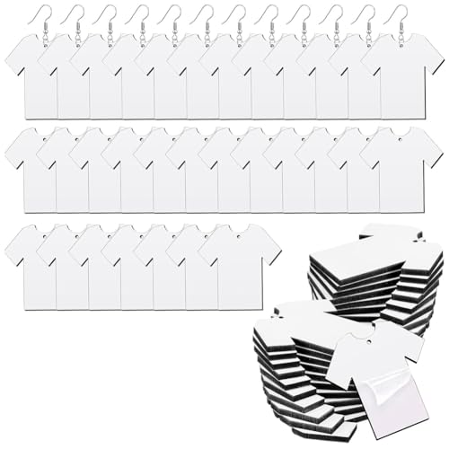 Tdkjfoutr 100 Stück Hemd-Sublimations-Ohrring-Rohlinge, Sublimations-Schmuck-Rohlinge, Sublimations-Rohlinge Tdkjfoutr 100 Stück Hemd-Sublimations-Ohrring-Rohlinge, Sublimations-Schmuck-Rohlinge, Sublimations-Rohlinge von Tdkjfoutr