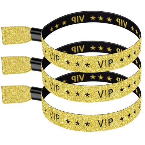 Tdkjfoutr 100er-Pack VIP-Stoff-Event-Armbänder, Einfarbige Stoff-Armbänder, Farbige Armbänder für Aktivitäten, Partys (Gold), Langlebig, Einfach zu Verwenden von Tdkjfoutr