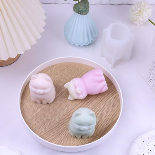 Tdkjfoutr 3PCS Kerzenform Katze Silikon Kerzenform Tier Seife Harz Kristall Herstellung DIY Schokoladenform Heimhandwerk von Tdkjfoutr