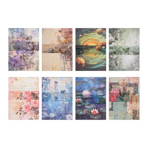 Tdkjfoutr 8 Set Vintage-Papierbücher, DIY-Scrapbooking-Tagebuchalbum, Hintergrundpapier, Tagebuchzubehör, Insgesamt 800 Blatt, Einfach zu Verwenden Tdkjfoutr 8 Set Vintage-Papierbücher, DIY-Scrapbooking-Tagebuchalbum, Hintergrundpapier, Tagebuchzubehör, Insgesamt 800 Blatt, Einfach zu Verwenden von Tdkjfoutr