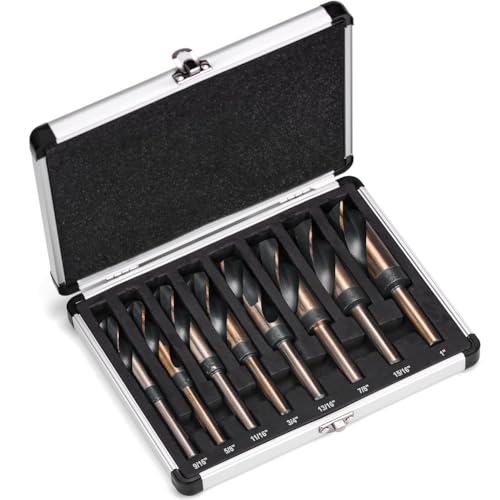 Tdkjfoutr 8-Teiliges Silber- und Deming-Bohrerset, Bohrerset mit Reduziertem Schaft, 1/2-Schaftdurchmesser, 9/16- Bis 1-Größen Tdkjfoutr 8-Teiliges Silber- und Deming-Bohrerset, Bohrerset mit Reduziertem Schaft, 1/2-Schaftdurchmesser, 9/16- Bis 1-Größen von Tdkjfoutr