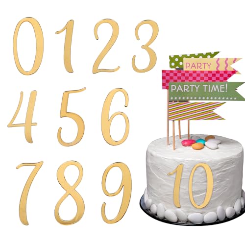 10 Stück Happy Birthday Cake Topper, Geburtstag 0-9 Tortendeko Gold Wiederverwendbar Happy Birthday Cake Topper Kuchen Deko Geburtstag Für Party Hochzeit Jubiläum Feier von Teaaha
