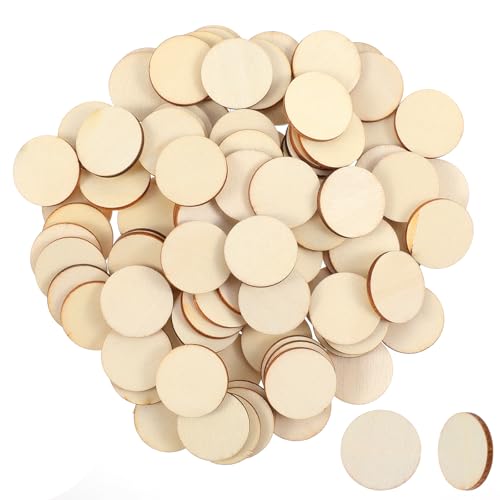 100 Stück 25mm Runde Holzscheiben, Unbehandelte Naturholzplättchen für DIY Handwerk, Basteln, Hochzeit Dekoration und Heimdekoration 100 Stück 25mm Runde Holzscheiben, Unbehandelte Naturholzplättchen für DIY Handwerk, Basteln, Hochzeit Dekoration und Heimdekoration von Teaaha