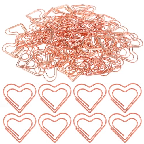 100 Stück Büroklammern Herz Büroklammern Groß Rosegold Büroklammer Herzförmige Büroklammern Liebe Büroklammern Spender in Paper Clips Für Dekorative Einladungen Postkarten Büro Vorräte Schule von Teaaha