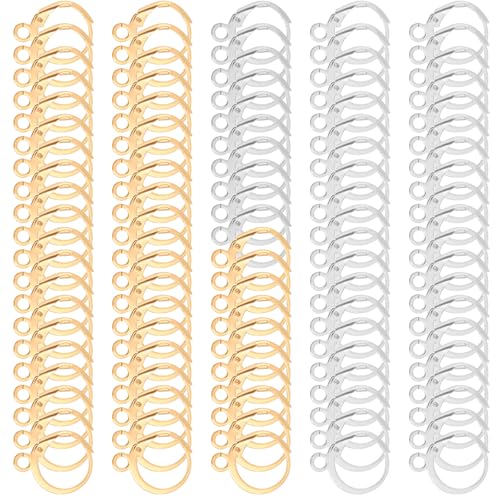 100 Stück Ohrring Haken, Runde Leverback Ohrringhaken, Französische Ohrring Verschluss, Ohrringe Selber Machen Set, Ohrringe Verschluss Für Schmuckherstellung Diy Bastelarbeiten(Gold, Silber) von Teaaha