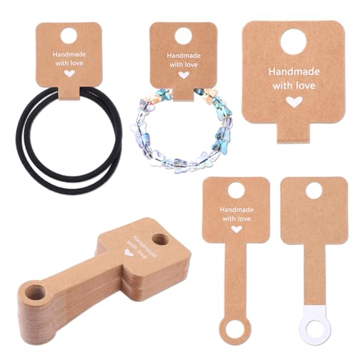 100 Stück Schmuck Display Karten Armband Ohrring Displaykarten, Kraftpapier Selbstklebenden Display Karten Für Halsketten, Armbändern, Fußkettchen, Haarringen, Schmuck Hängeetiketten(10 X 4 Cm) von Teaaha