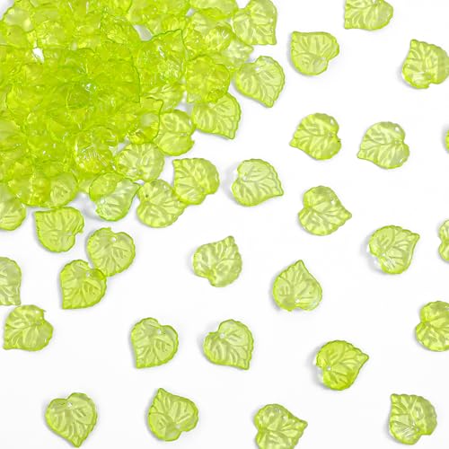 100 Stück grüne Blattperlen zur Schmuckherstellung, transparente Acrylperlen, Blattform, kleine Ahornblütenblätter, Anhänger, Kappen für Bastelarbeiten, Frühlingsbasteln, Ohrringe, Armbänder (15 x 15 100 Stück grüne Blattperlen zur Schmuckherstellung, transparente Acrylperlen, Blattform, kleine Ahornblütenblätter, Anhänger, Kappen für Bastelarbeiten, Frühlingsbasteln, Ohrringe, Armbänder (15 x 15 von Teaaha