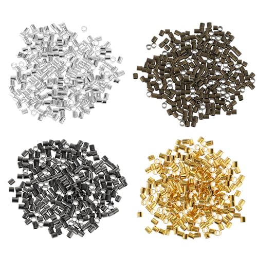 1000 Stück Quetschperlen Set, Schmuck Quetschperlen 1mm Spacer Perlen Quetschperle Für DIY-Armbänder, Halsketten, Ohrringe, Traumfänger Oder Andere Schmuckaccessoires von Teaaha
