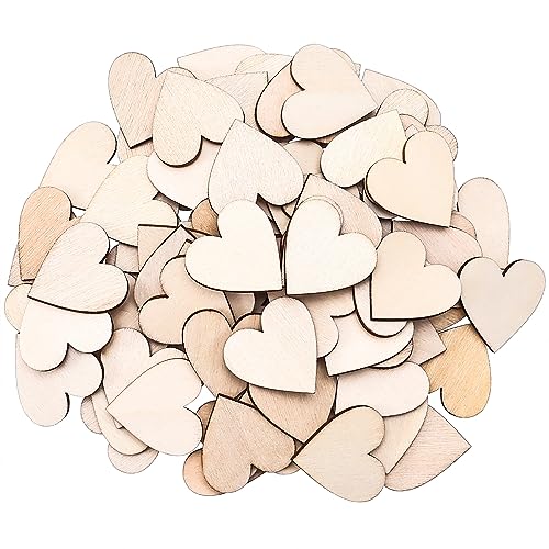 100Stück Holzherzen, 3cm Holzherzen Zum Beschriften, Holz Herzen Klein Deko, Holzherzen Hochzeit Geschenkanhänger Herz, Holzherzen Streudeko Für Gästebuch Beschriften DIY Handwerk Verzierungen von Teaaha