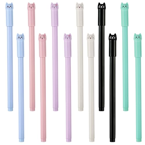 12 Stück Stift katze, Katzen Stifte, Kawaii Süße Cartoon Süße Stifte, Bunte Gelstifte für Kinder und Erwachsene für Büro Schulbedarf, Katzen Gel Kugelschreiber Set für Kreative Zeichnungen Notizen 12 Stück Stift katze, Katzen Stifte, Kawaii Süße Cartoon Süße Stifte, Bunte Gelstifte für Kinder und Erwachsene für Büro Schulbedarf, Katzen Gel Kugelschreiber Set für Kreative Zeichnungen Notizen von Teaaha