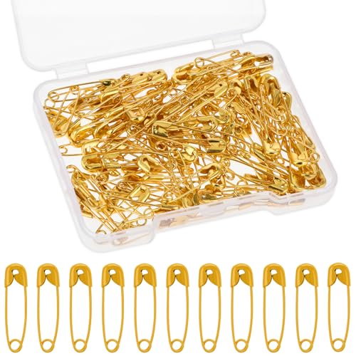 130 Stück Sicherheitsnadeln Klein, Gold Mini Sicherheitsnadeln für Kleidung Sicherheitsnadeln aus Metall für Kunsthandwerk Nähen und Schmuckherstellung(0.74inches) von Teaaha