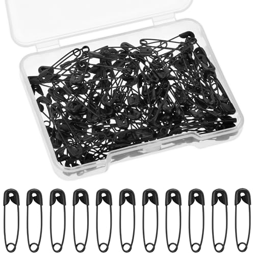 130 Stück Mini-Sicherheitsnadeln – kleine Sicherheitsnadeln aus schwarz Metall für Kleidung, Handwerk, Nähen und Schmuckherstellung (19 mm) von Teaaha