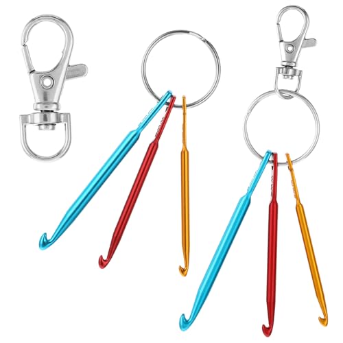 2 Sätze Häkelnadel Set, Metall Häkelnadel Set Aluminium Stricknadeln Stricknadeln Werkzeugset mit 2 Karabinerverschlüssen für Stricken DIY Handwerk (3/4/5 mm) von Teaaha