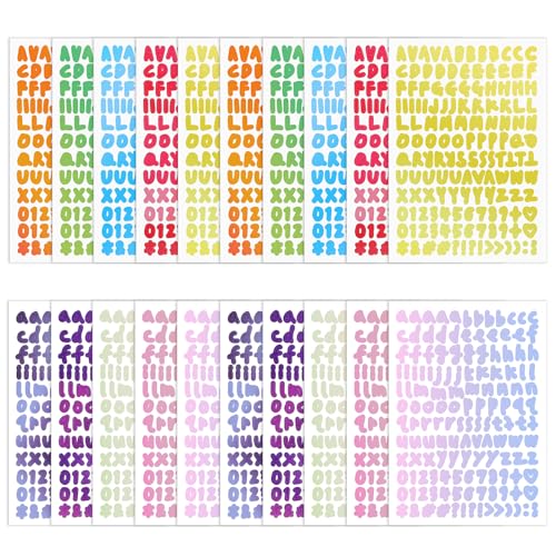 20 Bögen Buchstaben Aufkleber Bunt Buchstaben Sticker Gradient Klebebuchstaben und Klebezahlen Sticker Buchstaben Sticker Aesthetic Buchstaben Sticker für Kinder, Dekorationskunst von Teaaha