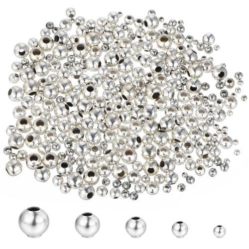 Abstandsperlen Silber, 300 Stück 4 Größen Silver Beads, Großes Loch Runde Eisenperlen, Silberne Abstandsperlen Für Die Herstellung Von Halsketten, Ohrringen Und Armbändern, Schmuck Abstandsperlen Silber, 300 Stück 4 Größen Silver Beads, Großes Loch Runde Eisenperlen, Silberne Abstandsperlen Für Die Herstellung Von Halsketten, Ohrringen Und Armbändern, Schmuck von Teaaha