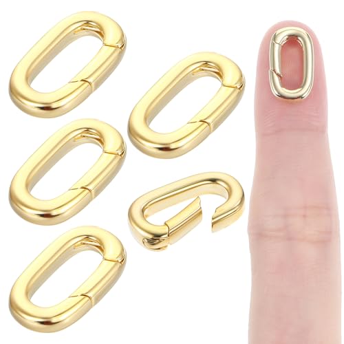 5 Stück Kettenverschluss Gold, Ovaler Karabinerverschluss Mini Karabiner 14 × 8mm Federringverschluss Golden Ovalverschluss Halskettenverschlüsse für DIY Schmuckherstellung Halskette von Teaaha