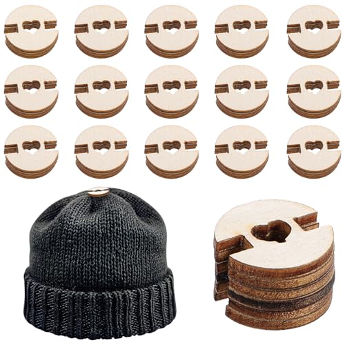 Bommelknöpfe, 50 Stück Bommelknöpfe Für Mütze, Holzknöpfe, Abnehmbar Holzknöpfe Zum Befestigen Von Bommeln, Mützen Bommeln, Basteln Kunstfell Bommel Für Mütze, Stricken, Häkeln von Teaaha