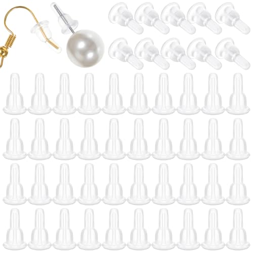 50 Stück Ohrring Verschluss, Ohrstecker VerschlussSilikon, Transparent OhrringVerschluss Silikon, Universal Austauschbar Ohrstecker VerschlussSilikon, Hypoallergene OhrringStecker Verschluss von Teaaha