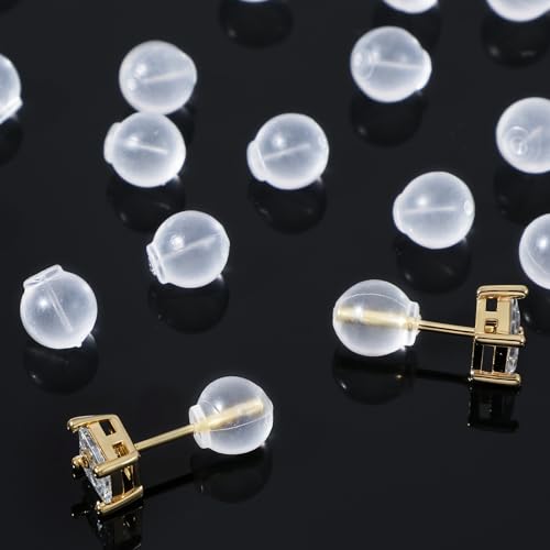 Transparent Ohrring Stopper 50 Stück Ohrstecker Verschluss Ohrringverschlüsse Ohrringheber Universal Schnalle Bequem Ohrring Rücken Kupplung für alle Typen Große Größe Schwere Ohrringe von Teaaha