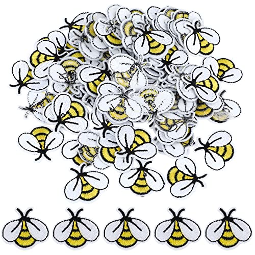 60 Stücke Bienen Bügelflicken zum Aufbügeln, Bienen Patches Zum Aufbügeln Bügelbild, 2,8x2,5cm Biene Bestickte, Bienen Aufbügler Zum Aufbügeln Bügelbilder Für Hosen Jeans Hemden Handarbeiten von Teaaha