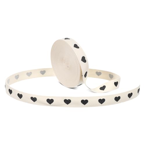Baumwollband 5/8 Zoll x 9,1 m, natürliches Fischgrätenband mit schwarzem Herz-Design für Geschenkverpackungen, Bastelarbeiten, Hochzeiten, Geburtstage, Jubiläen, Valentinstag, Muttertag Baumwollband 5/8 Zoll x 9,1 m, natürliches Fischgrätenband mit schwarzem Herz-Design für Geschenkverpackungen, Bastelarbeiten, Hochzeiten, Geburtstage, Jubiläen, Valentinstag, Muttertag von Teaaha
