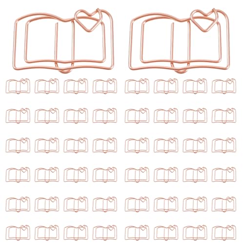 Büroklammern in Buchform, rotgoldene Büroklammern, niedliche kleine Bücher, Büroklammern, lustige niedliche Metall-Lesezeichen für Büro, Schule, Hochzeit, Party, Dekoration, Planer, Notizklammer, 50 Büroklammern in Buchform, rotgoldene Büroklammern, niedliche kleine Bücher, Büroklammern, lustige niedliche Metall-Lesezeichen für Büro, Schule, Hochzeit, Party, Dekoration, Planer, Notizklammer, 50 von Teaaha