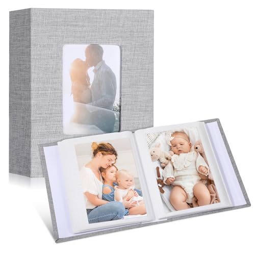 Fotoalbum Einsteckalbum, Fotoalbum Klein 4x6 200 Fotos, Foto Album Zum Einstecken, Fotorahmen Für Mehrere Fotos, Foto Album Für Familie, Hochzeit, Geburtstagsgeschenke (Grau) von Teaaha