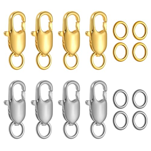 Halskettenverschlüsse und Verschlüsse, goldfarbener Karabinerverschluss mit geschlossenen Binderingen zur Schmuckherstellung, hypoallergene Karabinerverschlüsse, groß für Halsketten, Armbänder Halskettenverschlüsse und Verschlüsse, goldfarbener Karabinerverschluss mit geschlossenen Binderingen zur Schmuckherstellung, hypoallergene Karabinerverschlüsse, groß für Halsketten, Armbänder von Teaaha