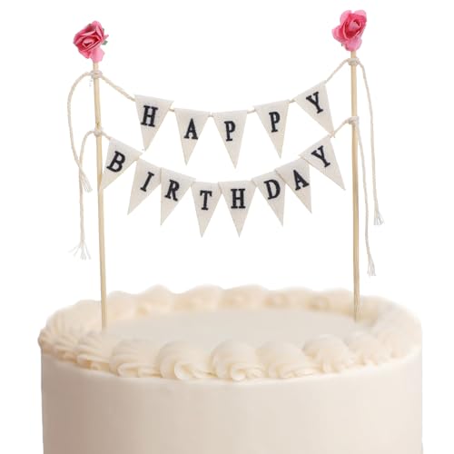 Happy Birthday Tortendeko Set, Cake Topper Geburtstag, Vintage Kuchen Girlande, Mini Kuchendeko Banner für Geburtstagsfeier, Tortenstecker Set Happy Birthday Tortendeko Set, Cake Topper Geburtstag, Vintage Kuchen Girlande, Mini Kuchendeko Banner für Geburtstagsfeier, Tortenstecker Set von Teaaha