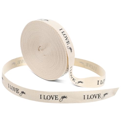 "I Love You" Baumwoll-Twill-Klebeband, 1,6 cm x 9,1 m, Band für Geschenkverpackungen, natürliches Fischgrätenband für Geschenkverpackungen, Valentinstag, Hochzeiten, Geburtstage, Jubiläen "I Love You" Baumwoll-Twill-Klebeband, 1,6 cm x 9,1 m, Band für Geschenkverpackungen, natürliches Fischgrätenband für Geschenkverpackungen, Valentinstag, Hochzeiten, Geburtstage, Jubiläen von Teaaha