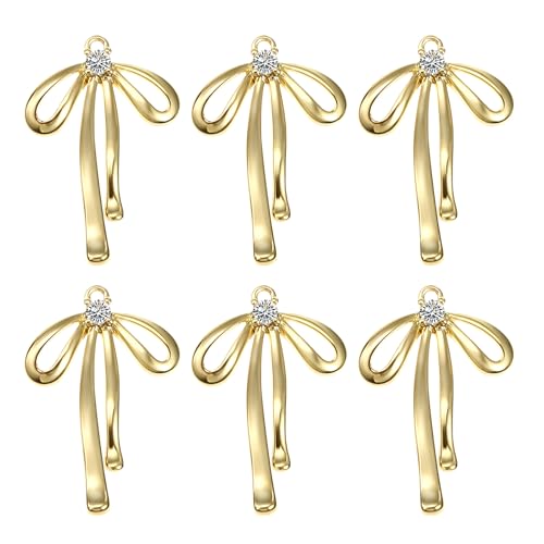 Schleifen-Anhänger aus Messing, goldfarben, für Schmuckherstellung, hängende Ohrringe, Charms für selbstgemachte Ohrringe, Halsketten, Armbänder, Hochzeit, Festival-Geschenke, niedliche Fliege von Teaaha