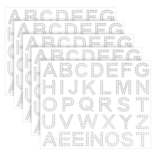 Strass Große Buchstaben Aufkleber, 170 Stück Glitzer Buchstaben Selbstklebend, 5 Blatt Silber Glitzer Aufkleber, Aufkleber Glitzer Für Diy Heimwerker, Bastelkoffer, Laptops, Hüte, Kleidungsdekor von Teaaha