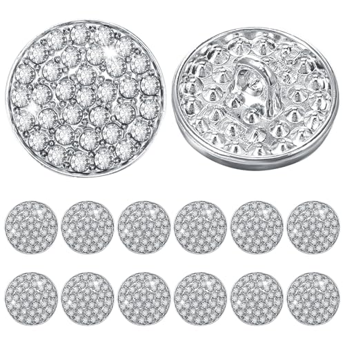 Strass-Knöpfe für Kleidung, silberfarbene Kristallknöpfe, Verzierungen, zum Aufnähen, für Bastelarbeiten, Schmuck, Hochzeitsdekoration, Brautstrauß, 12 Stück Strass-Knöpfe für Kleidung, silberfarbene Kristallknöpfe, Verzierungen, zum Aufnähen, für Bastelarbeiten, Schmuck, Hochzeitsdekoration, Brautstrauß, 12 Stück von Teaaha