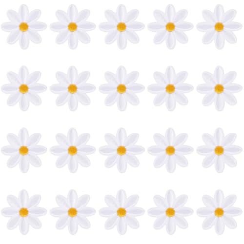 20 Stück Gänseblümchen zum Aufbügeln, Gänseblümchen Patches Zum Aufbügeln, Gänseblümchen Blumen Bügelflicken, Gänseblümchen Flicken Zum Aufbügeln Für Jeans Jacken Handtaschen Zum Basteln Bügelbilder von Teaaha