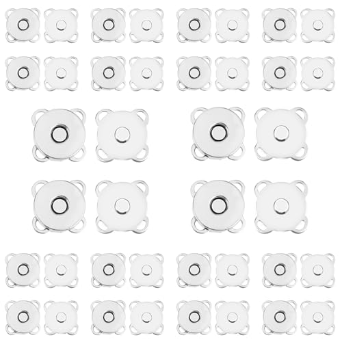 Teaaha 20 Stücke Silberne Magnetverschluss Tasche 14mm Magnetknöpfe Magnetknöpfe Ohne Nähen Magnetverschluss Knöpfe Ohne Nähen Für DIY-Näh- Und Bastelprojekte Perfekt Für Taschen Geldbörsen (Silber) von Teaaha