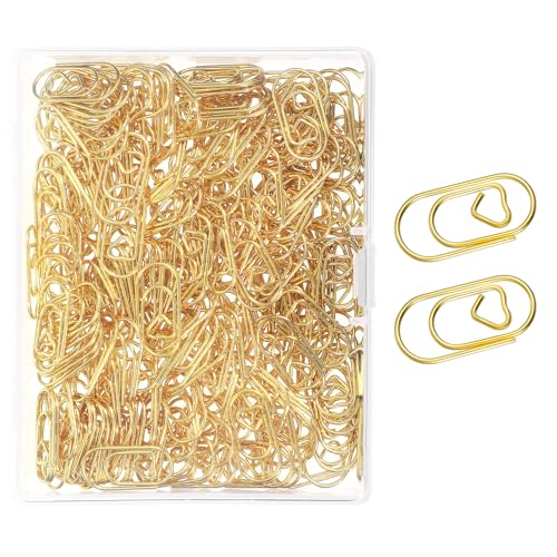 Teaaha 200 Stück Büroklammern Hochzeit, Motiv, Herz Gold, Metall, Klein, Hochzeitseinladungen, Dekoration, 1.9 x 1 cm von Teaaha