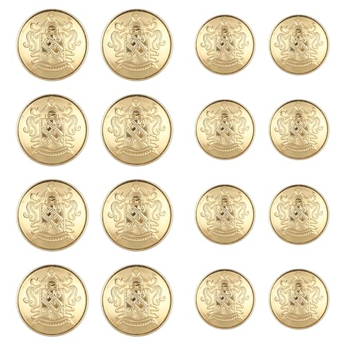 Teaaha16 Stück Knöpfe Groß, Gold Knöpfe Für Blazer in 2 Größen, Metallknöpfe Jackenknopf Trachtenknöpfe Metall Knöpfe Gold, Für Blazer, Anzüge, Sportmantel (18 mm 25 mm) (Gold) von Teaaha