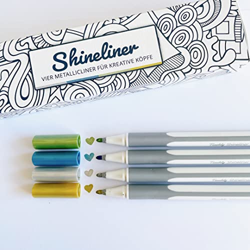Teachly Shineliner Classic 4er Set - 4 Metallic-Stifte für Papier, Holz, Glas, Stein & mehr - Metallic-Marker zum Schreiben, Malen & Basteln von Teachly