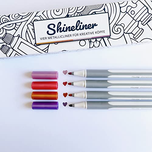 Teachly Shineliner Vintage 4er Set - 4 Metallic-Stifte für Papier, Holz, Glas, Stein & mehr - Metallic-Marker zum Schreiben, Malen & Basteln von Teachly