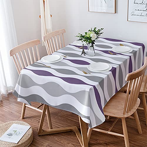 Rechteckige Tischdecke, wasserdicht, hitzebeständig, rustikal, Baumwollleinen, Tischdecke für Abendessen, Hochzeiten, Küchenpartys, Violett-Grau, Mitte des Jahrhunderts, Urlaubstischdecke, 134,6 x von Teamery