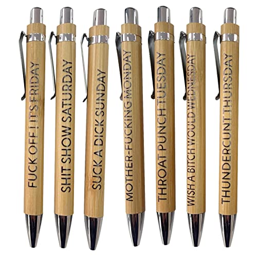 Tebinzi Lustige Kugelschreiber | Holz-Kugelschreiber für Erwachsene – auch Wochentage, Stift beschreiben Mentalität, Kugelschreiber, Zubehör für Frauen von Tebinzi