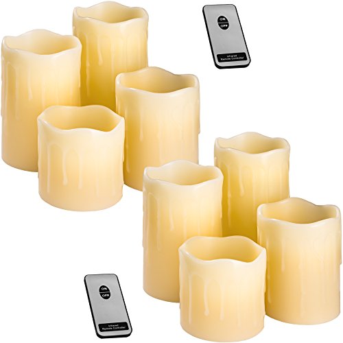 TecTake LED Kerzen mit Fernbedienung | flammenlose Echtwachskerzen | batteriebetrieben | diverse Mengen (2x 4er Set | no. 402889) von tectake