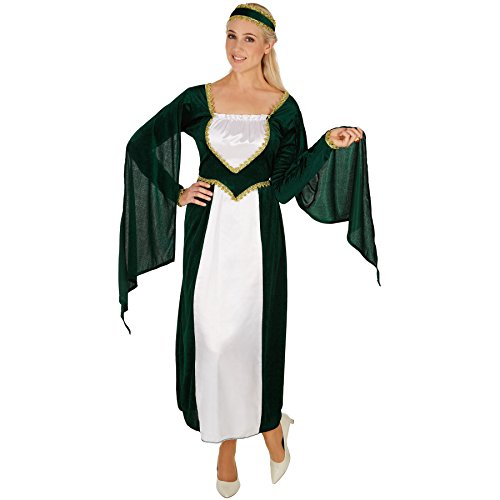 tectake dressforfun Frauenkostüm Burgprinzessin | Aus filigranem, weichem Pannesamt und Chiffon | Wundervolles, langes Burgprinzessinnen-Kleid | Inkl. bezauberndem Kopfschmuck (M) von tectake
