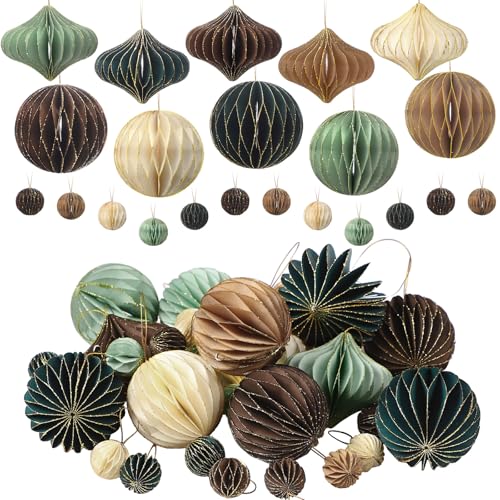 TecUnite 50 Stück Glitzer-Weihnachts-Party-Dekorationen, 3D-Mini-Glitzerrand, Papier-Waben-Ornament, Waben-Ornament, hängende Ornamente für Weihnachtsbaum, Dekoration, Hochzeit, Geburtstag, Party TecUnite 50 Stück Glitzer-Weihnachts-Party-Dekorationen, 3D-Mini-Glitzerrand, Papier-Waben-Ornament, Waben-Ornament, hängende Ornamente für Weihnachtsbaum, Dekoration, Hochzeit, Geburtstag, Party von TecUnite