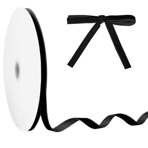 10mm×23m Samtband,Geschenkband,Schleifenband,Satinband,Samtband Schwarz,Geschenkbänder,Dekoration,Dekorative Schleifen & Bänder,Kräuselband Geschenkband,Geschenk Band,Dekoband,Bänder Zum Basteln von Tecfinty