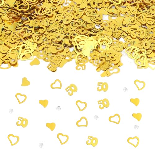 Konfetti zum 50. Geburtstag, 50 g, goldfarben, metallische Folie, Tischstreusel, Konfetti Konfetti zum 50. Geburtstag, 50 g, goldfarben, metallische Folie, Tischstreusel, Konfetti von Tecfinty
