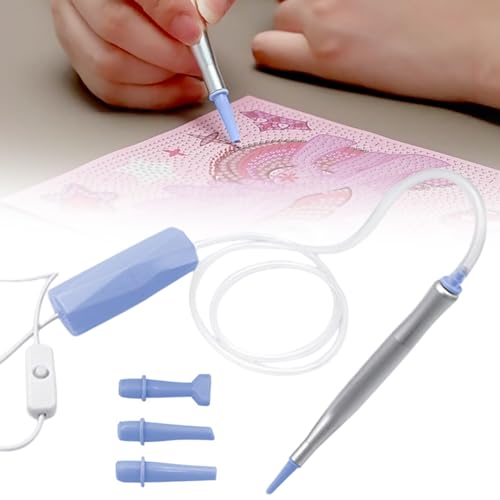 TechVizrs E-Painter Diamant Painting Stift, Elektrischer Diamond painting Stift Diamant Painting Vakuumstift mit 3 Saugköpfe & USB-C for Diamant-Kunst-Zubehör (Blau) von TechVizrs