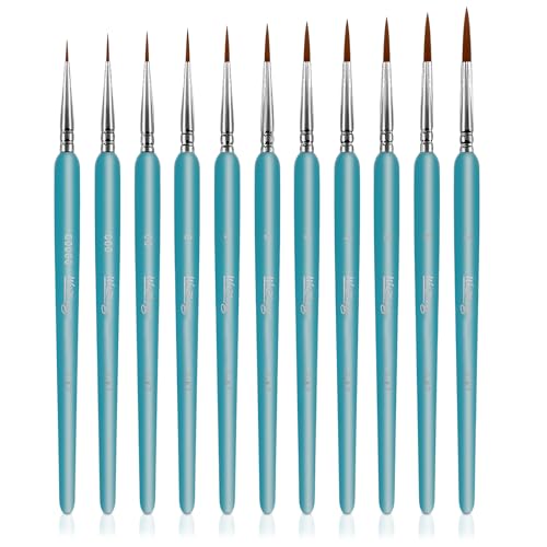 11 Stück Feine Pinsel Set, Miniatur Pinsel für Malen Nach Zahlen Wolfshaar Dünne Pinsel, Pinselset Acrylfarben, für Acryl, Aquarell und Ölmalerei, Malen Nach und Feiner Detail Zahlen von Techchii