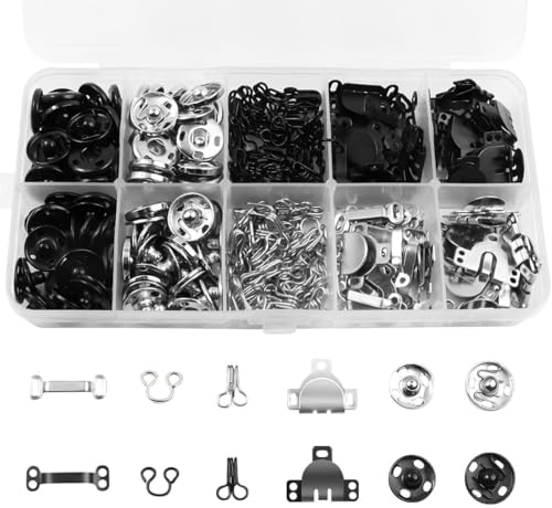 200 Stück Druckknöpfe Zum Annähen Set, Hosenhaken und Ösenverschlüsse Haken und ösen Zum Annähen BH Haken für Rock, Hose, Kleid, Nähen, Basteln 200 Stück Druckknöpfe Zum Annähen Set, Hosenhaken und Ösenverschlüsse Haken und ösen Zum Annähen BH Haken für Rock, Hose, Kleid, Nähen, Basteln von Techchii